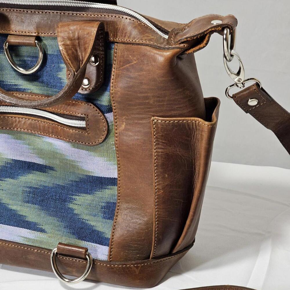 Mini Aria Convertible Day Bag Shoulder Or Backpack Brown Leather And Canvas - Picture 12 of 15